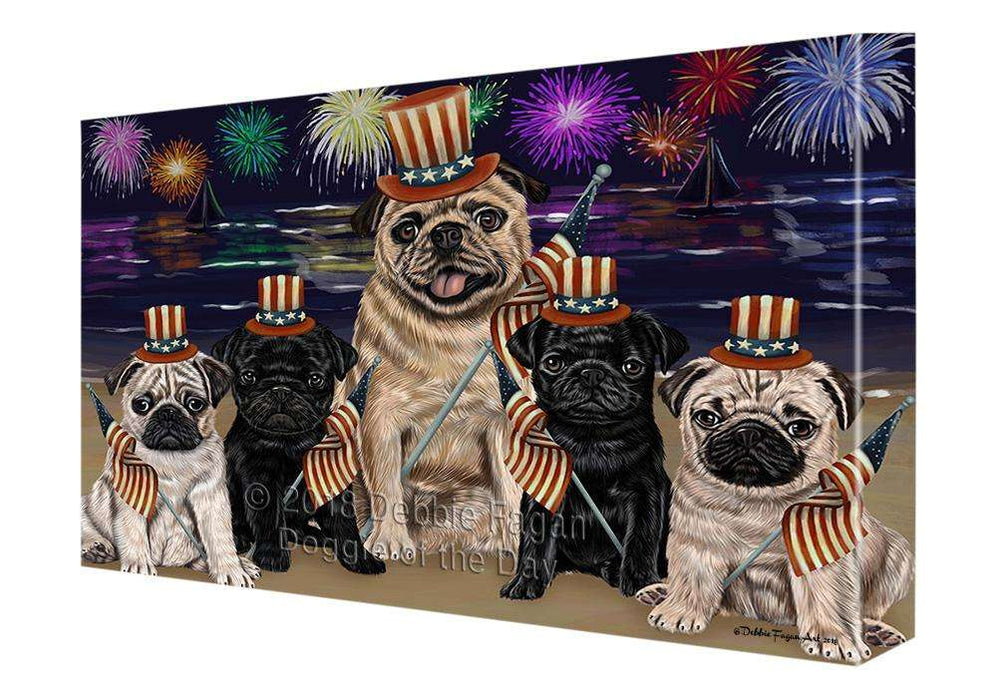 4th of July Independence Day Firework Pugs Dog Canvas Wall Art CVS62251