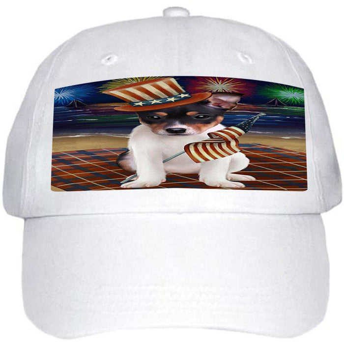 4th of July Independence Day Firework Rat Terrier Dog Ball Hat Cap HAT50670