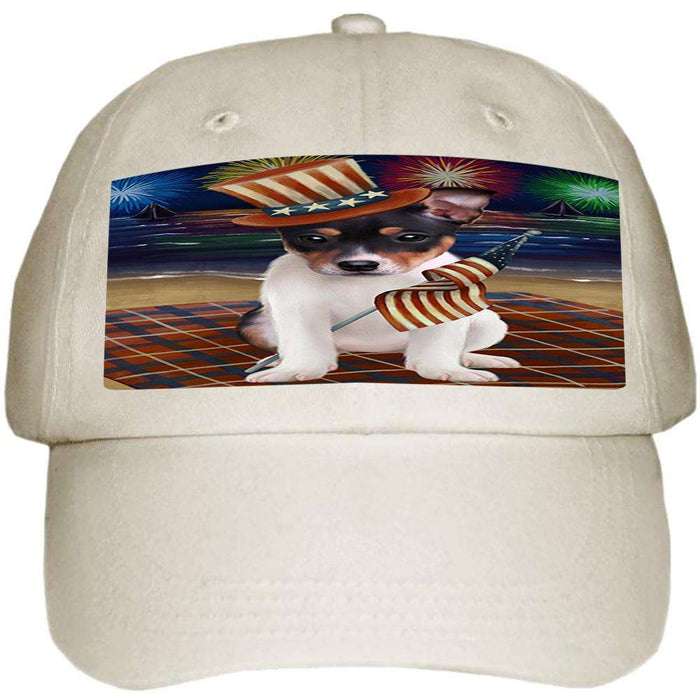 4th of July Independence Day Firework Rat Terrier Dog Ball Hat Cap HAT50670