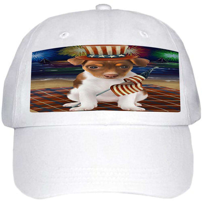 4th of July Independence Day Firework Rat Terrier Dog Ball Hat Cap HAT50673