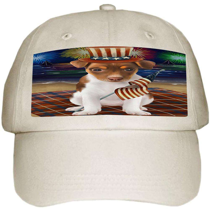4th of July Independence Day Firework Rat Terrier Dog Ball Hat Cap HAT50673