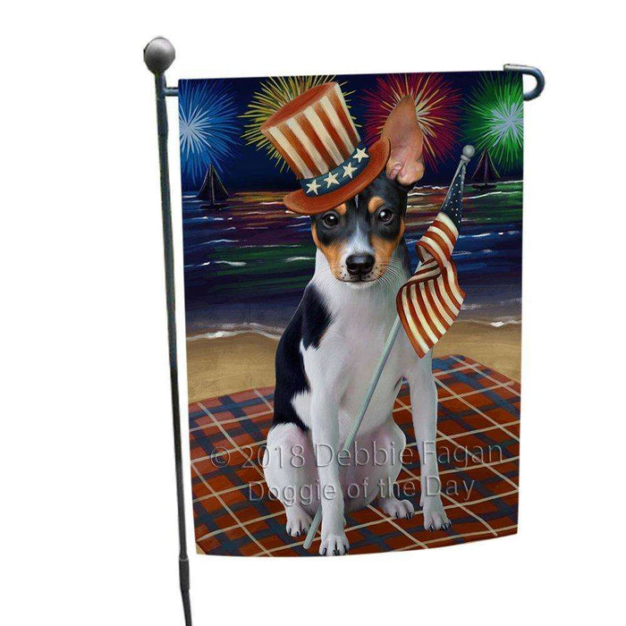 4th of July Independence Day Firework Rat Terrier Dog Garden Flag GFLG48886