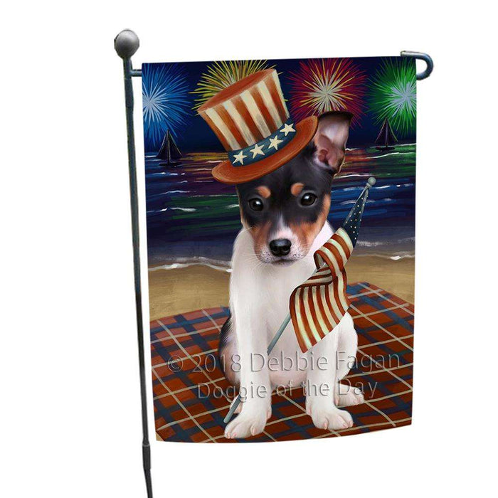 4th of July Independence Day Firework Rat Terrier Dog Garden Flag GFLG48888