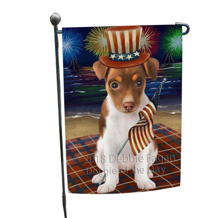4th of July Independence Day Firework Rat Terrier Dog Garden Flag GFLG48889