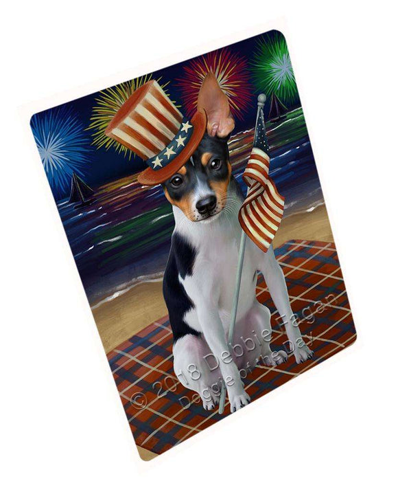 4th of July Independence Day Firework  Rat Terrier Dog Large Refrigerator / Dishwasher Magnet RMAG53598