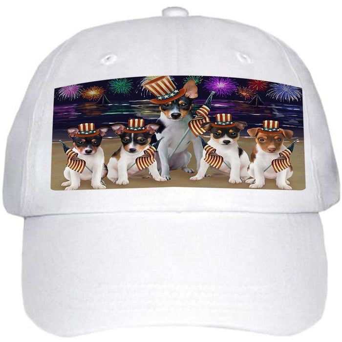 4th of July Independence Day Firework Rat Terriers Dog Ball Hat Cap HAT50667