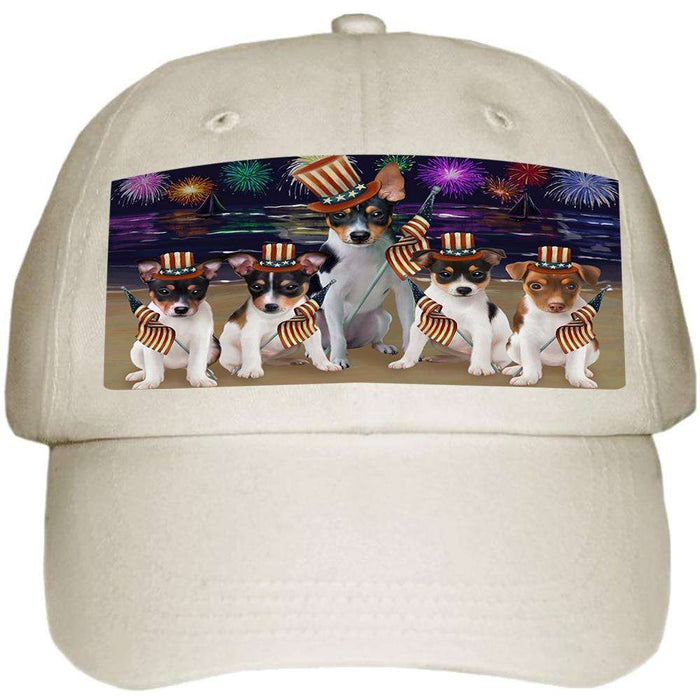 4th of July Independence Day Firework Rat Terriers Dog Ball Hat Cap HAT50667