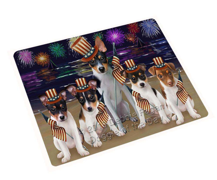 4th of July Independence Day Firework Rat Terriers Dog Blanket BLNKT56406 (37x57 Sherpa)
