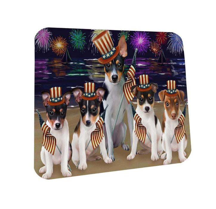 4th of July Independence Day Firework Rat Terriers Dog Coasters Set of 4 CST48937