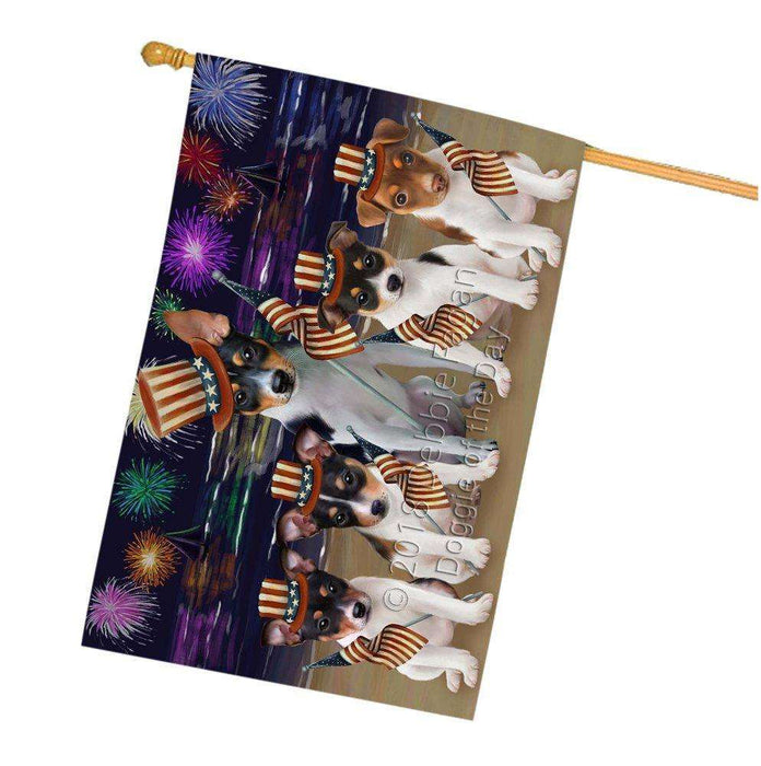 4th of July Independence Day Firework Rat Terriers Dog House Flag FLG48943