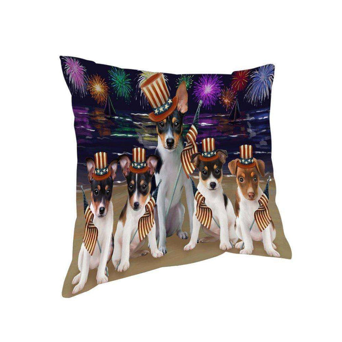 4th of July Independence Day Firework Rat Terriers Dog Pillow PIL51768