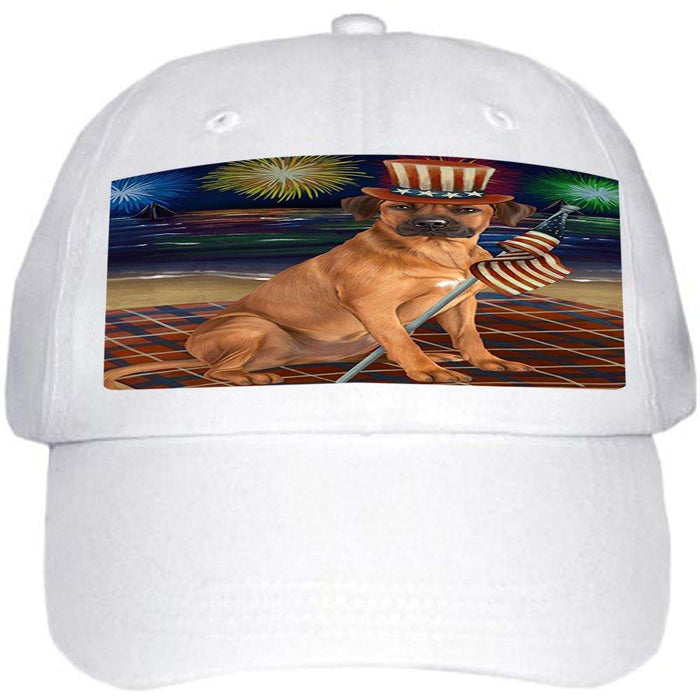 4th of July Independence Day Firework Rhodesian Ridgeback Dog Ball Hat Cap HAT50676