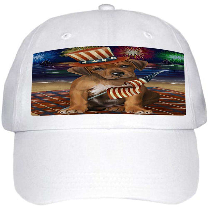 4th of July Independence Day Firework Rhodesian Ridgeback Dog Ball Hat Cap HAT50682