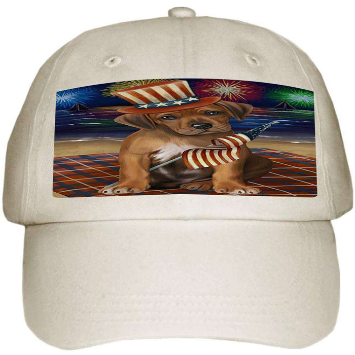 4th of July Independence Day Firework Rhodesian Ridgeback Dog Ball Hat Cap HAT50682