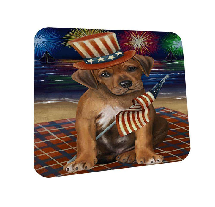 4th of July Independence Day Firework Rhodesian Ridgeback Dog Coasters Set of 4 CST48942