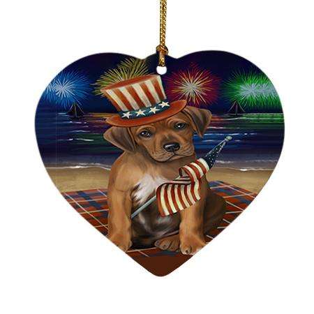 4th of July Independence Day Firework Rhodesian Ridgeback Dog Heart Christmas Ornament HPOR48983