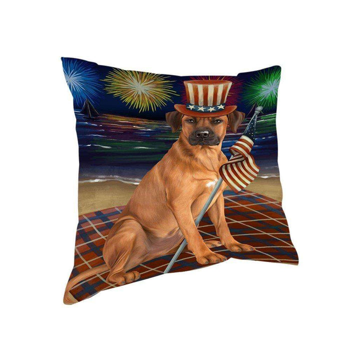 4th of July Independence Day Firework Rhodesian Ridgeback Dog Pillow PIL51780