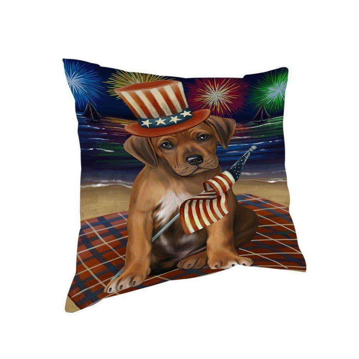 4th of July Independence Day Firework Rhodesian Ridgeback Dog Pillow PIL51788
