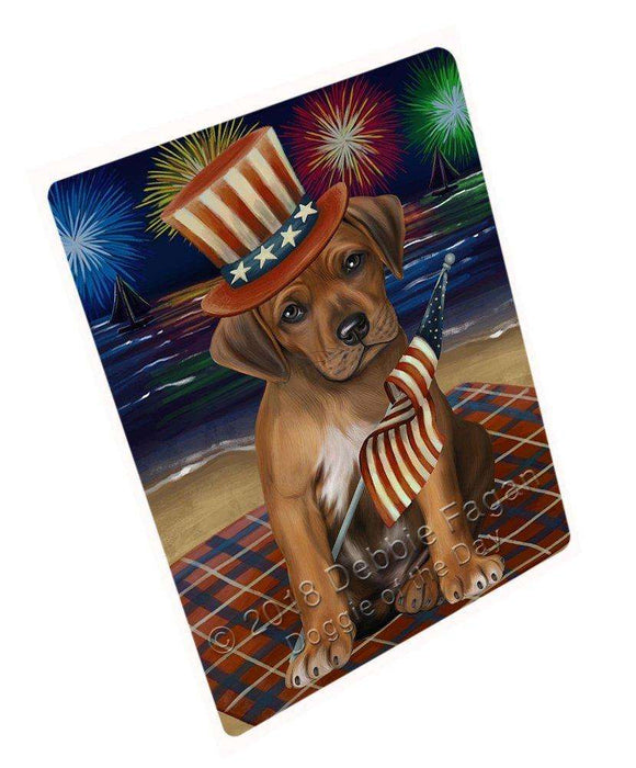 4th of July Independence Day Firework Rhodesian Ridgeback Dog Tempered Cutting Board C50817