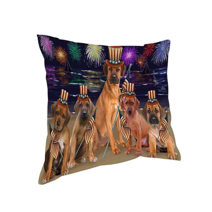 4th of July Independence Day Firework Rhodesian Ridgebacks Dog Pillow PIL51784