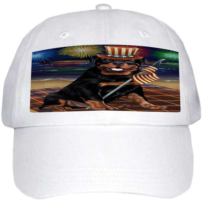 4th of July Independence Day Firework Rottweiler Dog Ball Hat Cap HAT50685