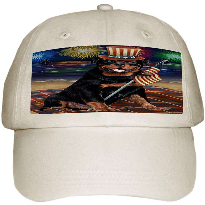 4th of July Independence Day Firework Rottweiler Dog Ball Hat Cap HAT50685