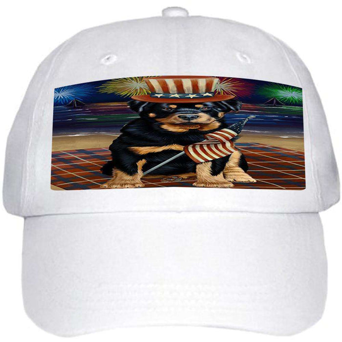 4th of July Independence Day Firework Rottweiler Dog Ball Hat Cap HAT50691