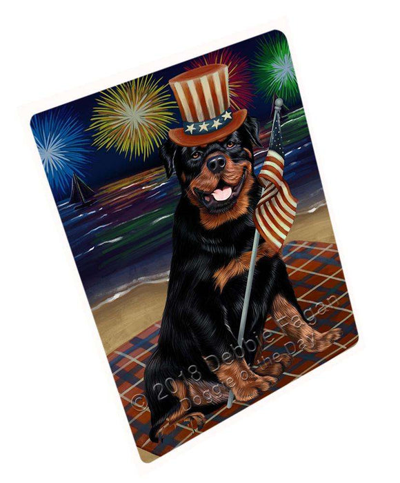 4th of July Independence Day Firework Rottweiler Dog Blanket BLNKT56460 (37x57 Sherpa)