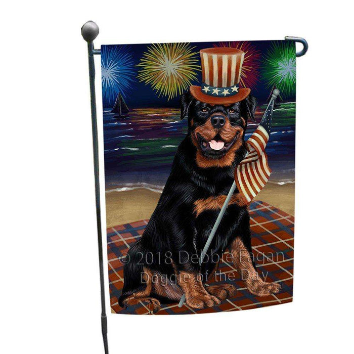 4th of July Independence Day Firework Rottweiler Dog Garden Flag GFLG48893