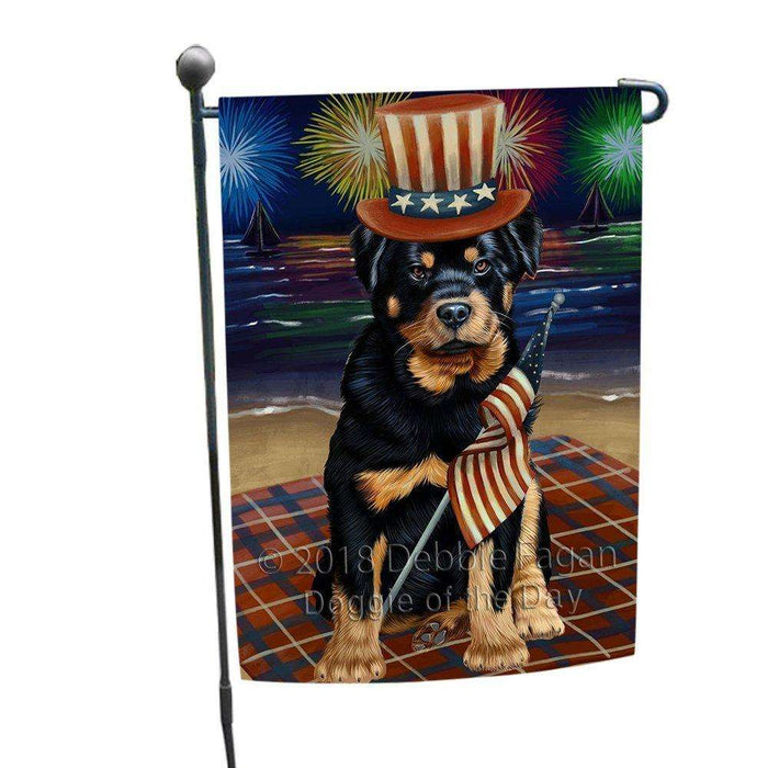 4th of July Independence Day Firework Rottweiler Dog Garden Flag GFLG48895