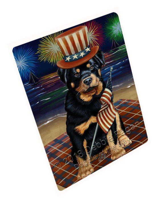 4th of July Independence Day Firework Rottweiler Dog Large Refrigerator / Dishwasher Magnet RMAG53652