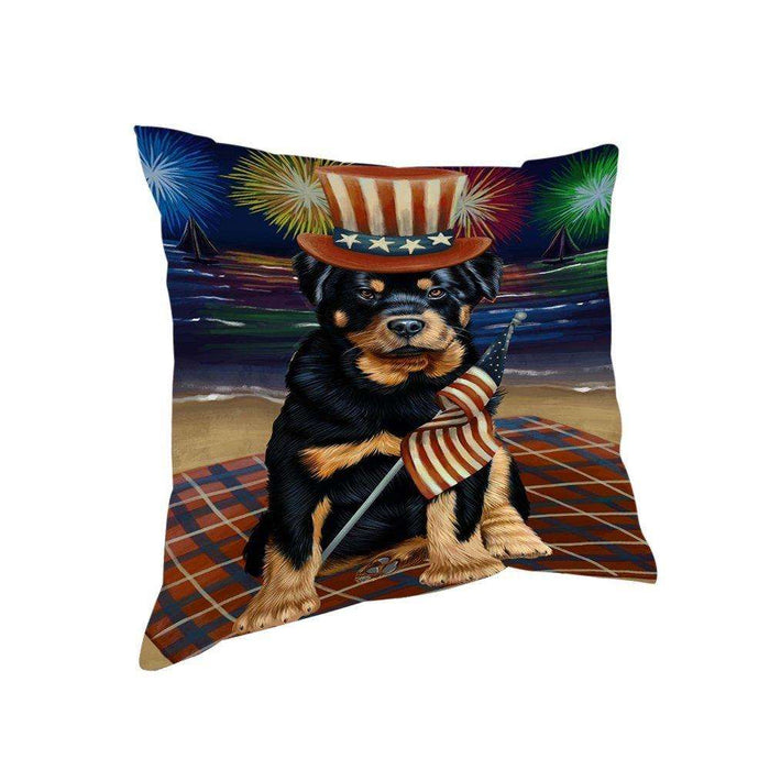 4th of July Independence Day Firework Rottweiler Dog Pillow PIL51800