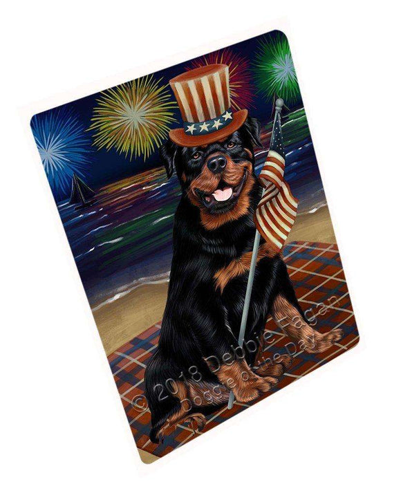 4th of July Independence Day Firework Rottweiler Dog Tempered Cutting Board C50820