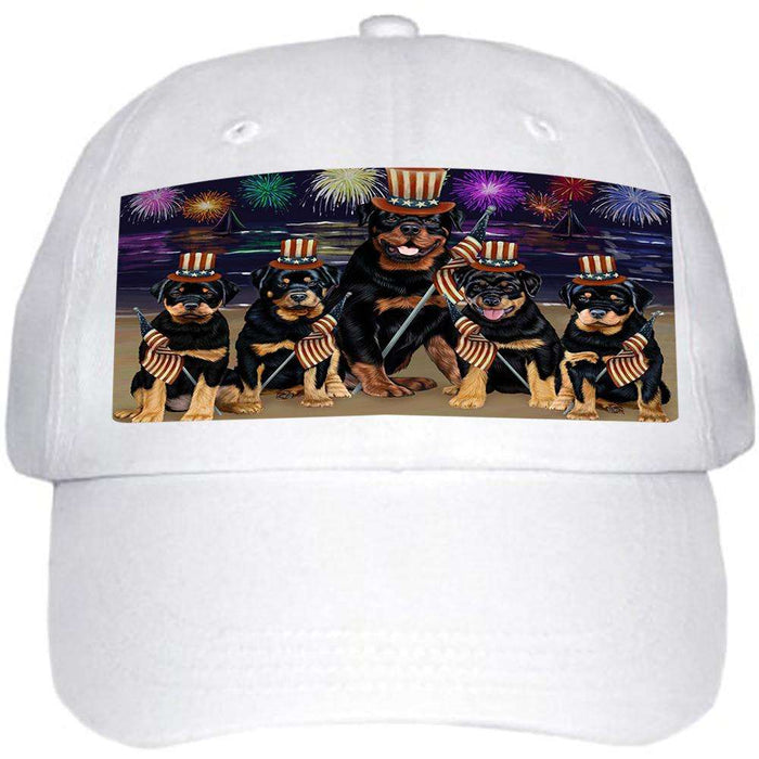 4th of July Independence Day Firework Rottweilers Dog Ball Hat Cap HAT50688