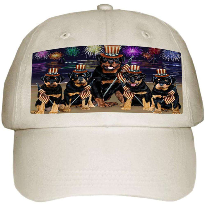 4th of July Independence Day Firework Rottweilers Dog Ball Hat Cap HAT50688