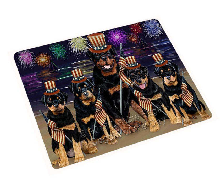 4th of July Independence Day Firework Rottweilers Dog Blanket BLNKT56469 (37x57 Sherpa)
