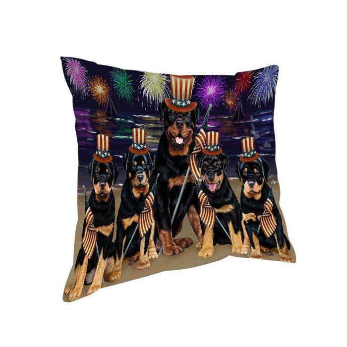 4th of July Independence Day Firework Rottweilers Dog Pillow PIL51796
