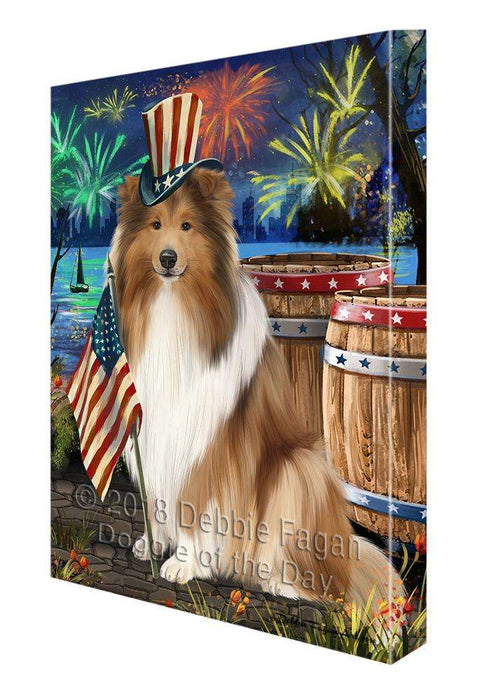 4th of July Independence Day Firework Rough Collie Dog Canvas Print Wall Art Décor CVS104408