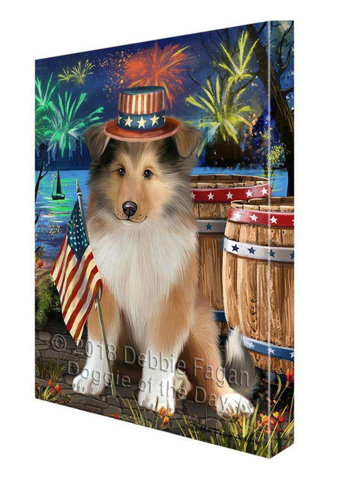 4th of July Independence Day Firework Rough Collie Dog Canvas Print Wall Art Décor CVS104417