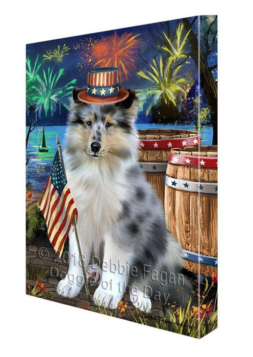 4th of July Independence Day Firework Rough Collie Dog Canvas Print Wall Art Décor CVS104426
