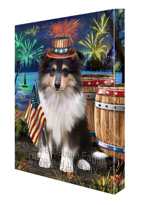 4th of July Independence Day Firework Rough Collie Dog Canvas Print Wall Art Décor CVS104435