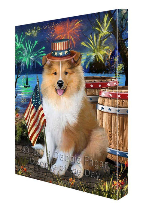 4th of July Independence Day Firework Rough Collie Dog Canvas Print Wall Art Décor CVS104444