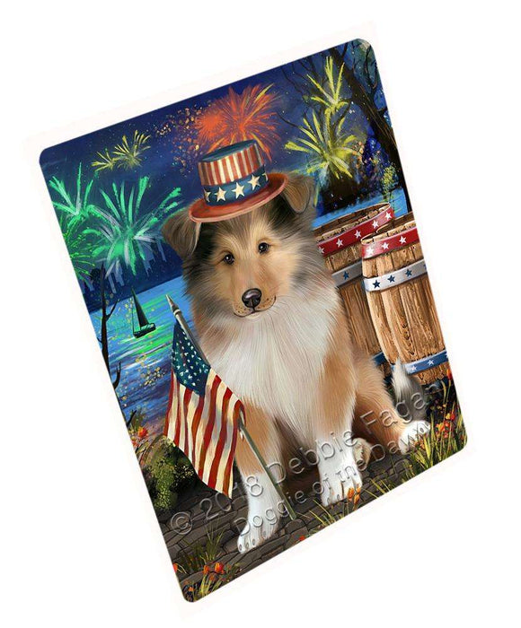 4th of July Independence Day Firework Rough Collie Dog Cutting Board C66633
