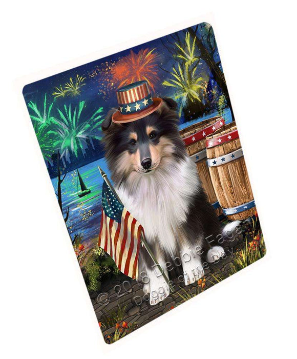 4th of July Independence Day Firework Rough Collie Dog Cutting Board C66639