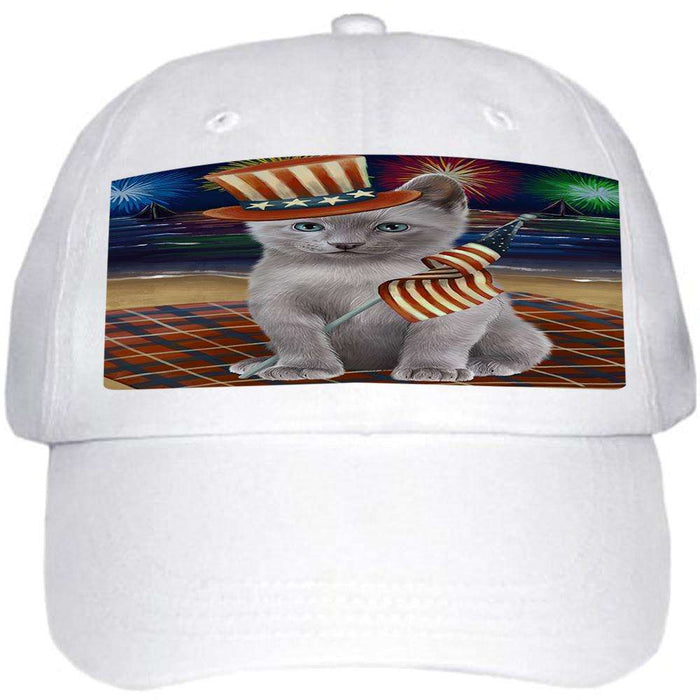 4th of July Independence Day Firework Russian Blue Cat Ball Hat Cap HAT60078