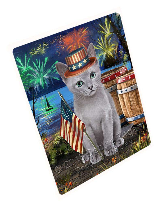 4th of July Independence Day Firework Russian Blue Cat Blanket BLNKT103953