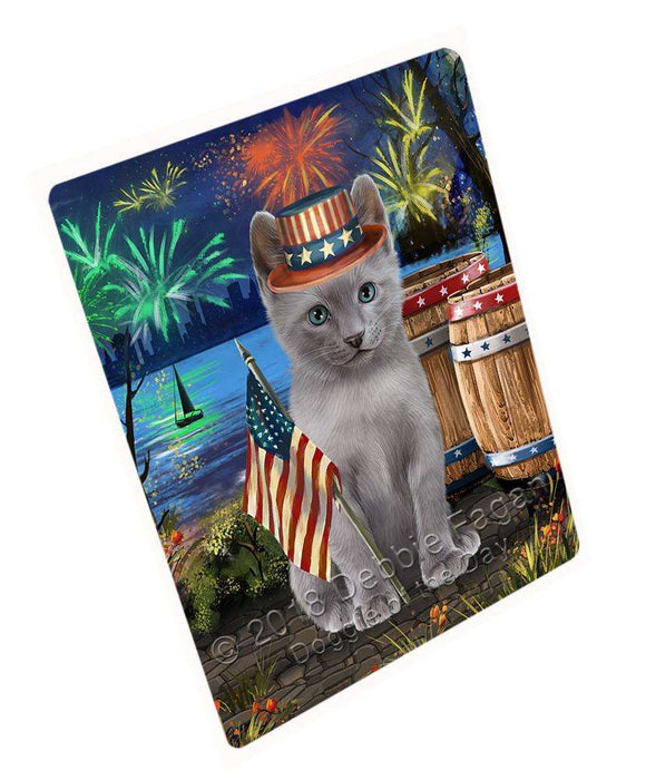 4th of July Independence Day Firework Russian Blue Cat Blanket BLNKT103971