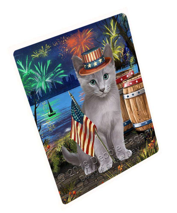 4th of July Independence Day Firework Russian Blue Cat Blanket BLNKT103980