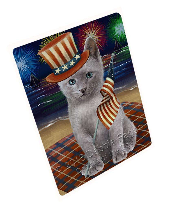 4th of July Independence Day Firework Russian Blue Cat Blanket BLNKT85323