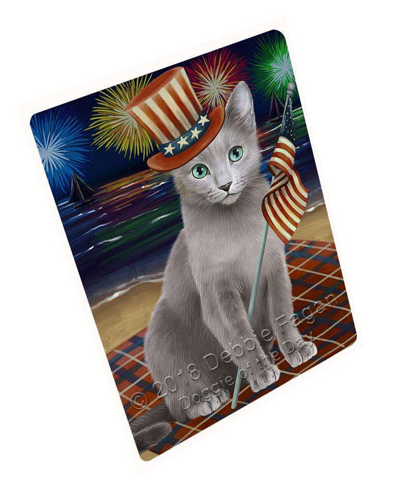 4th of July Independence Day Firework Russian Blue Cat Large Refrigerator / Dishwasher Magnet RMAG74892